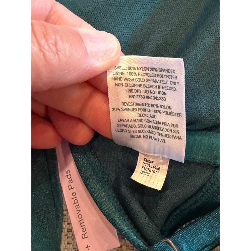 Wild Fable Women's High Shine Center Shell Bralette Teal Green Bikini Top Sz. S - Picture 9 of 10